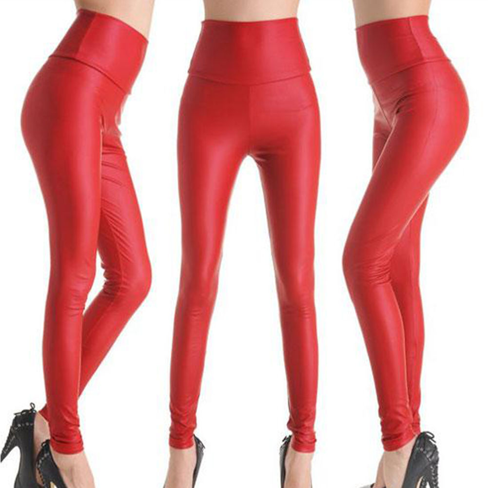 New High Waisted Women's Sexy Faux Leather Stretch Skinny Pants Slim Leggings | eBay