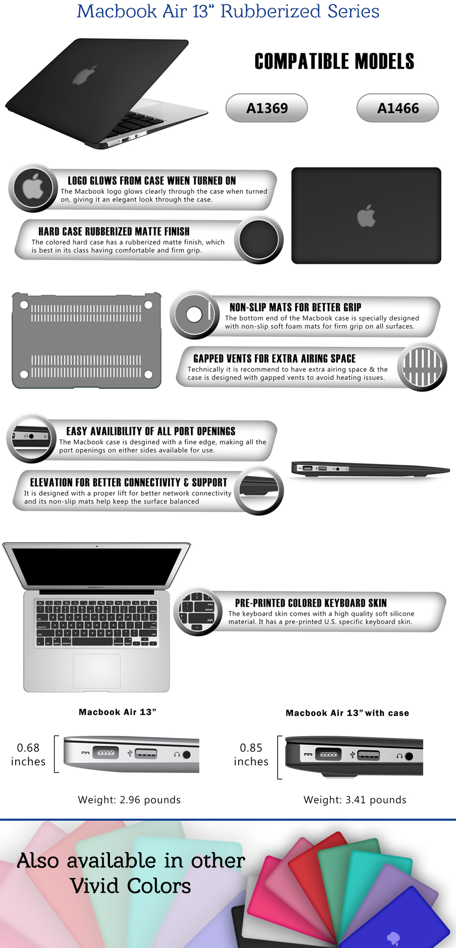 Rubberized Matte Hard Case For Macbook Air 13 Free Keyboard Cover