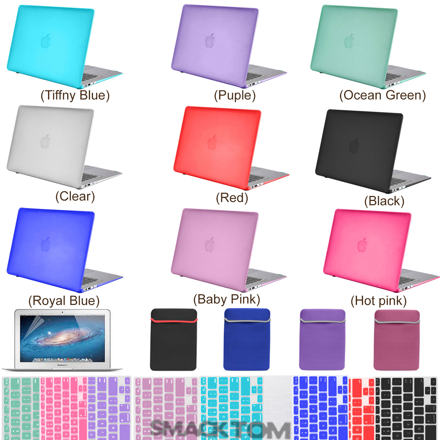 Rubberized hard Cover Crystal case for Macbook PRO 13" 15" +Retina AIR